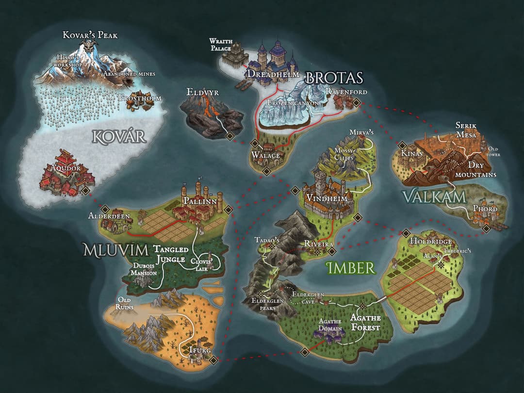 The current map of Haros, the world of Blighted.
